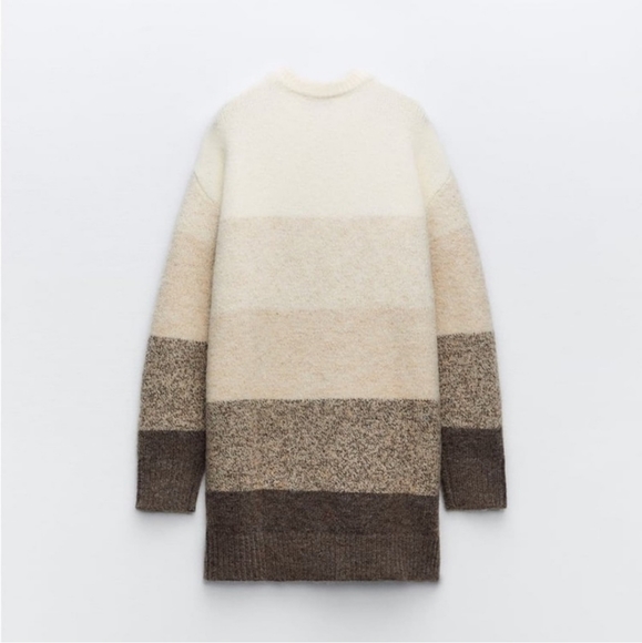 Zara Oversized Long Sweater Tunic Cream Size XS - Picture 12 of 14